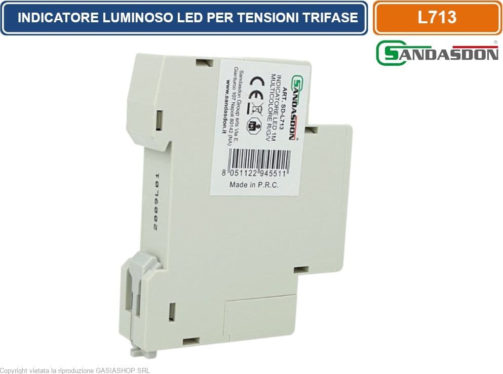 SANDASDON INDICATORE LUMINOSO LED SU GUIDA DIN 1 MODULO PER TENSIONE TRIFASE SPIA DI SEGNALAZIONE - 3