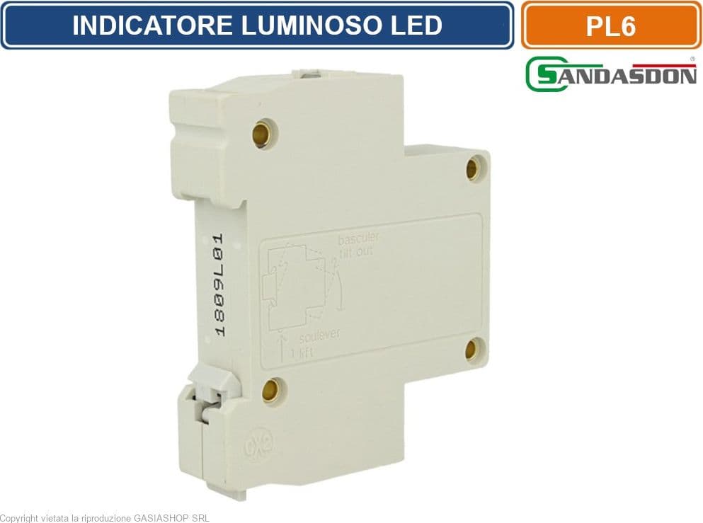 SANDASDON INDICATORE LUMINOSO LED SU GUIDA DIN 1 MODULO PER PRESENZA TENSIONE SPIA DI SEGNALAZIONE VERDE GIALLO ROSSO BLU BIANCO - 2