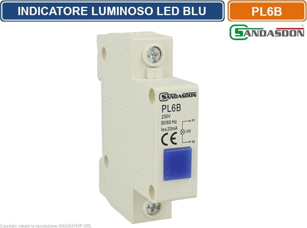 SANDASDON INDICATORE LUMINOSO LED SU GUIDA DIN 1 MODULO PER PRESENZA TENSIONE SPIA DI SEGNALAZIONE VERDE GIALLO ROSSO BLU BIANCO - 3