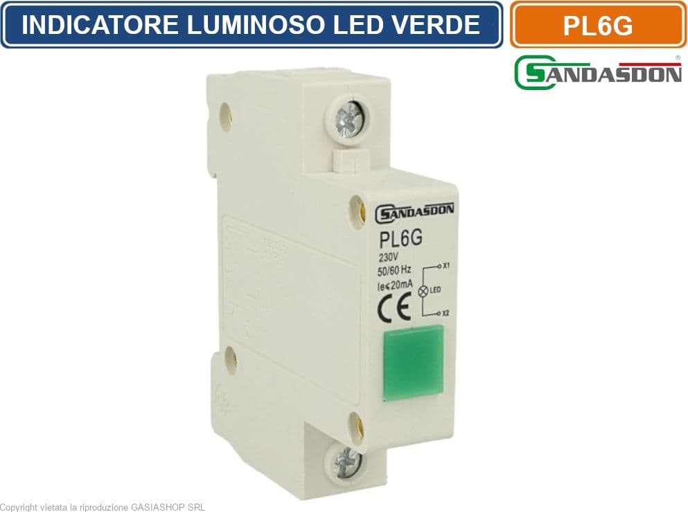 SANDASDON INDICATORE LUMINOSO LED SU GUIDA DIN 1 MODULO PER PRESENZA TENSIONE SPIA DI SEGNALAZIONE VERDE GIALLO ROSSO BLU BIANCO - 4