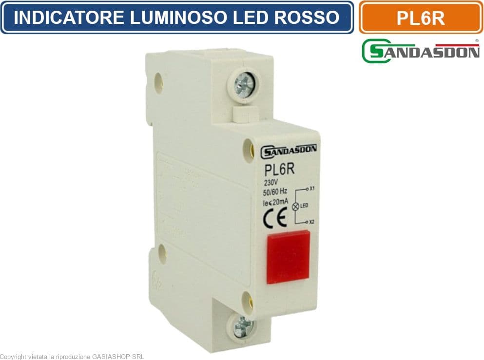 SANDASDON INDICATORE LUMINOSO LED SU GUIDA DIN 1 MODULO PER PRESENZA TENSIONE SPIA DI SEGNALAZIONE VERDE GIALLO ROSSO BLU BIANCO - 5