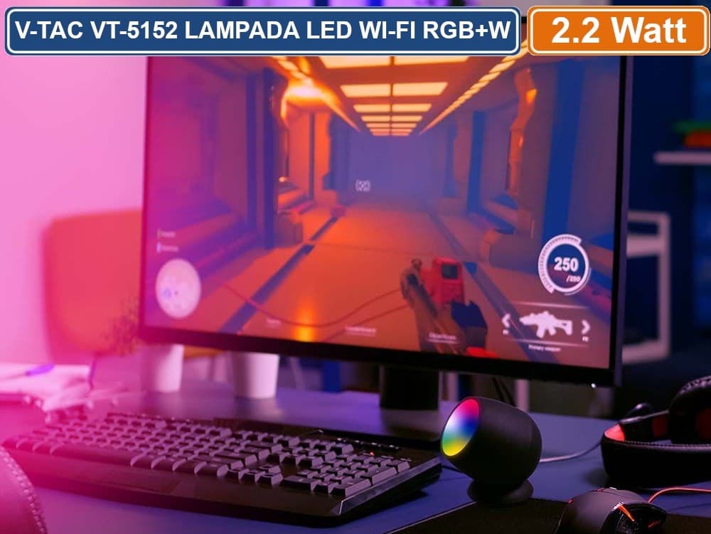 V-TAC SMART VT-5152 LAMPADA LED DA TAVOLO 2.2W WI-FI RGB+W CHANGING COLOR CCT DIMMERABILE COLORE NERO - SKU 405851 - 3