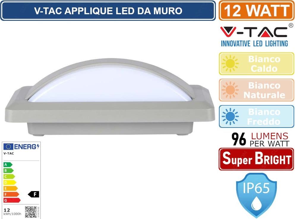 V-TAC VT-8058 LAMPADA LED DA MURO 12W WALL LIGHT DA ESTERNO IP65 - SKU 218245 / 218246 / 218247 - 2