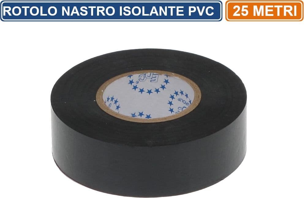 CONFEZIONE 5 PEZZI NASTRO ISOLANTE IN PVC NERO 25 METRI SPESSORE 0.13MM - 2