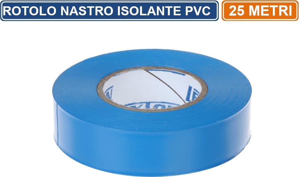 CONFEZIONE 5 PEZZI NASTRO ISOLANTE IN PVC BLU 25 METRI SPESSORE 0.13MM - 2