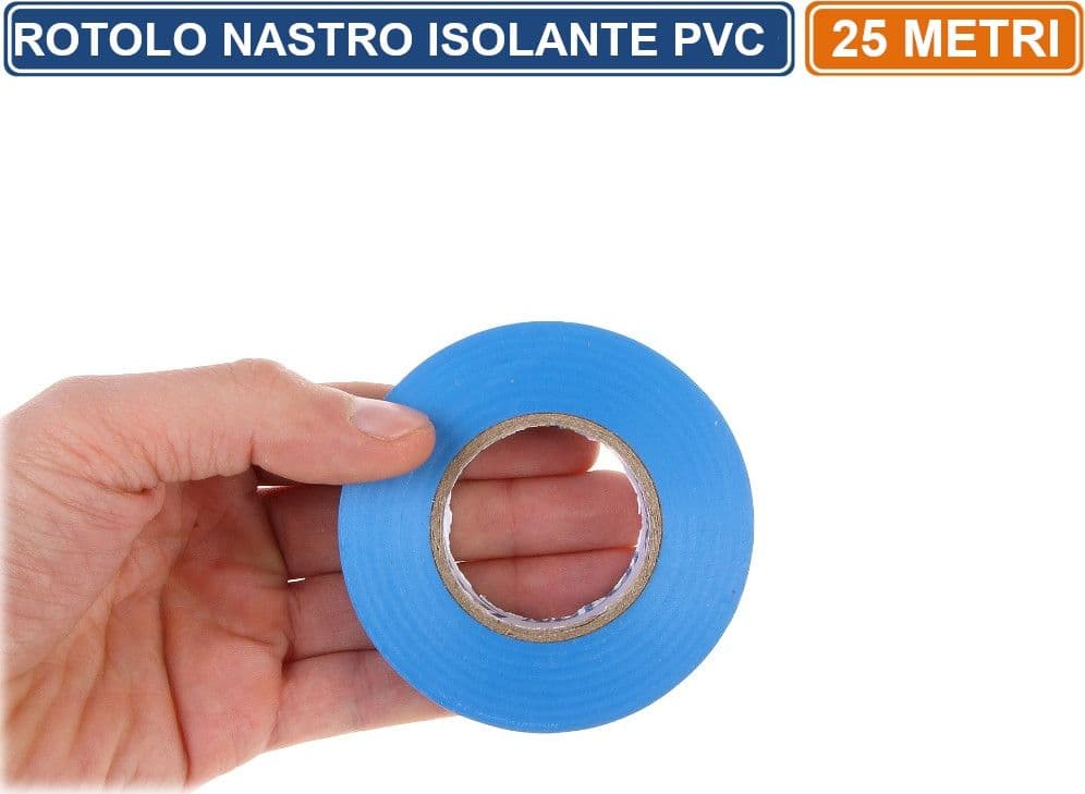 CONFEZIONE 5 PEZZI NASTRO ISOLANTE IN PVC BLU 25 METRI SPESSORE 0.13MM - 3