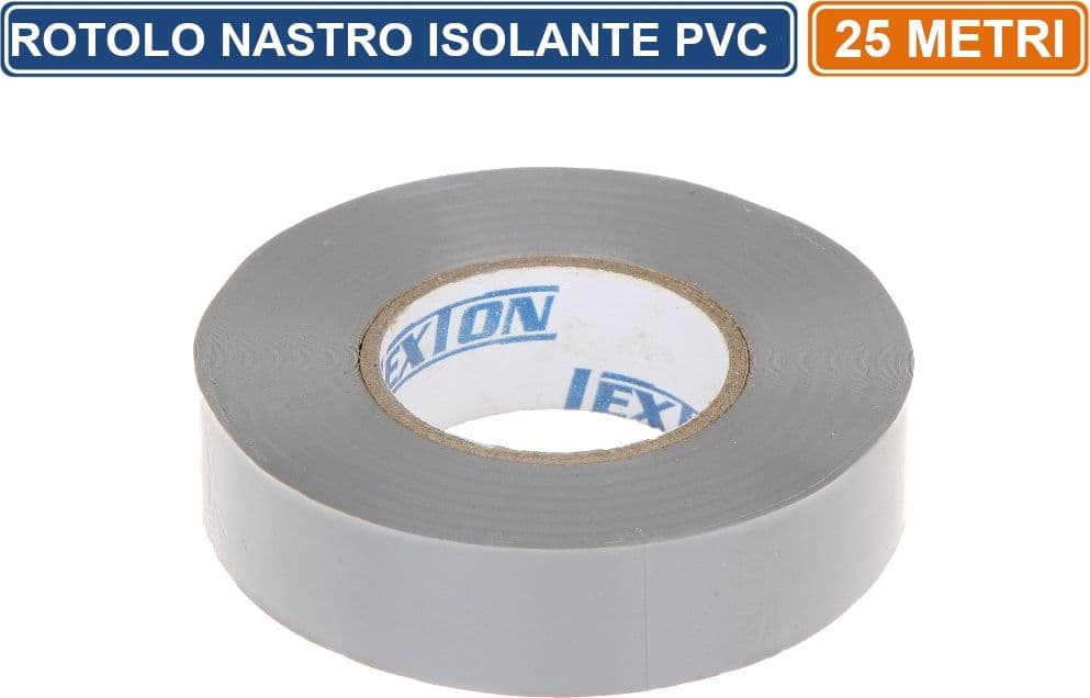 CONFEZIONE 5 PEZZI NASTRO ISOLANTE IN PVC GRIGIO 25 METRI SPESSORE 0.13MM - 2