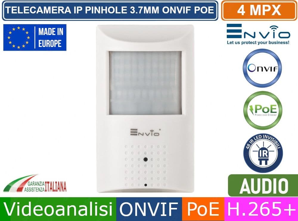 TELECAMERA FINTO PIR IP 4MP 3.7MM VIDEOANALISI E HUMAN DETECT ONVIF POE 48 IR LED INVISIBILI - 2
