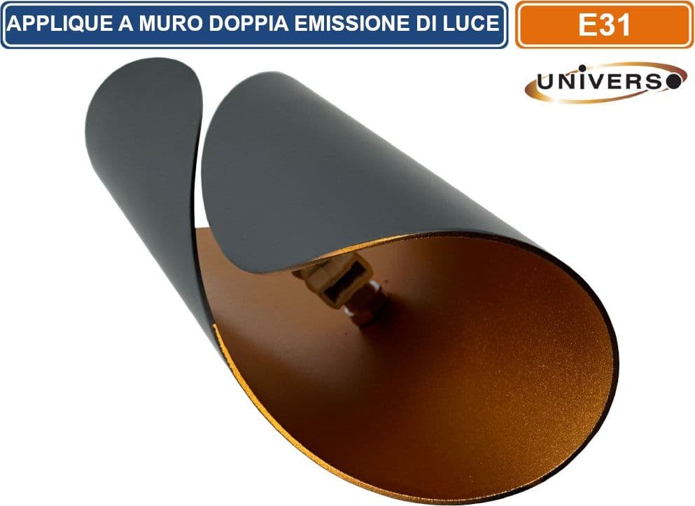 UNIVERSO APPLIQUE PORTALAMPADA MODERNO A SPIRALE CON DOPPIA EMISSIONE LUMINOSA ATTACCO G9 DA INTERNO IP20 - 3