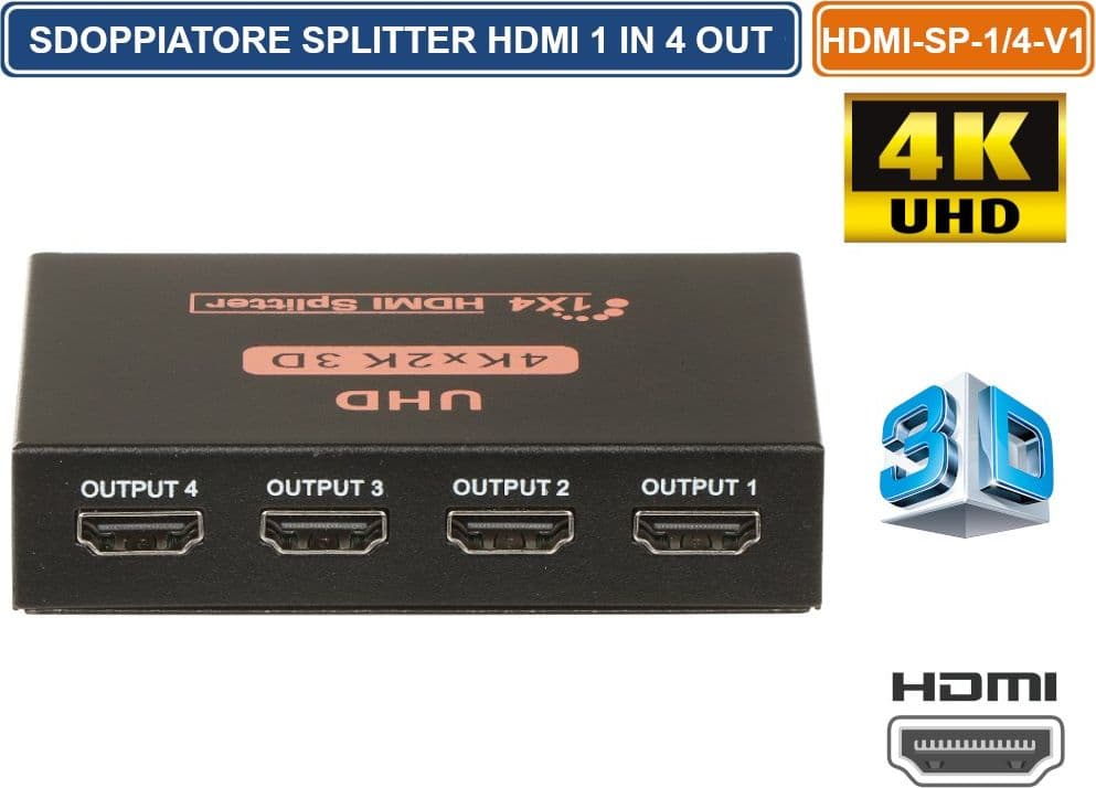 SPLITTER SDOPPIATORE DI SEGNALE HDMI ULTRA HD 4K 3D 4 USCITE - 3