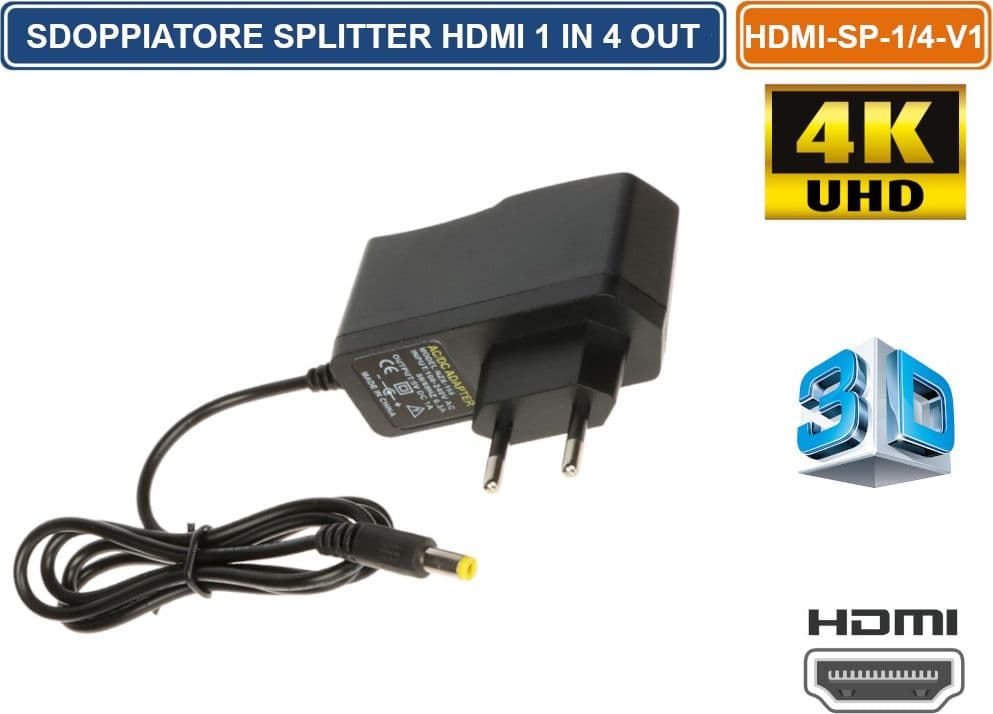 SPLITTER SDOPPIATORE DI SEGNALE HDMI ULTRA HD 4K 3D 4 USCITE - 4