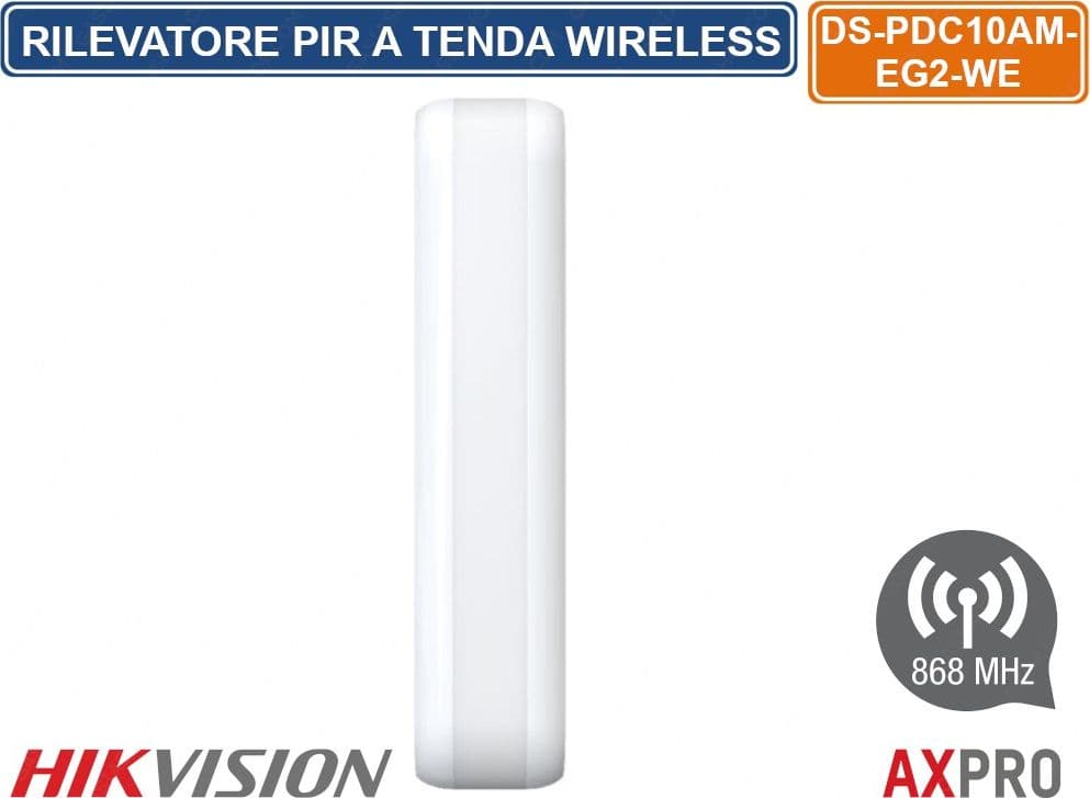 HIKVISION AXPRO DS-PDC10AM-EG2-WE RILEVATORE SENSORE DI MOVIMENTO PIR A TENDA AM WIRELESS 868MHZ 10M PET IMMUNITY DA ESTERNO IP65