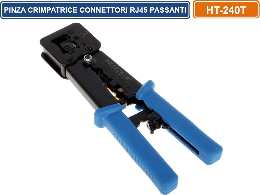 PINZA CRIMPATRICE CAVO LAN ETHERNET PER CONNETTORI PASSANTI RJ45 RJ12 A 6 E 8 PIN - 2