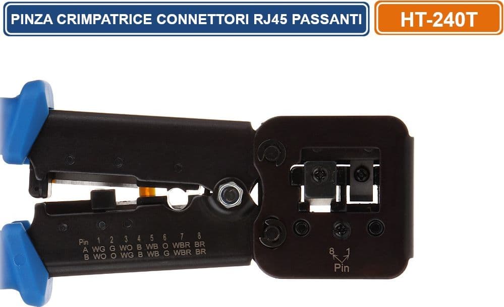 PINZA CRIMPATRICE CAVO LAN ETHERNET PER CONNETTORI PASSANTI RJ45 RJ12 A 6 E 8 PIN - 4