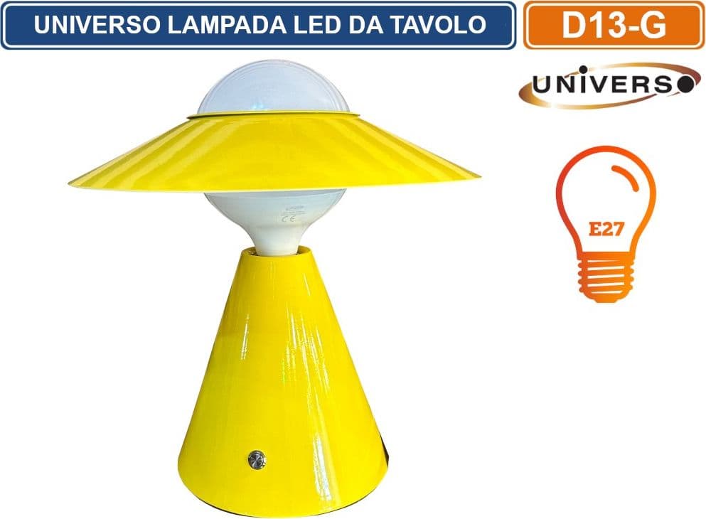 LAMPADA DA TAVOLO MODERNA CON PORTALAMPADA PER LAMPADINE E27 GIALLA BIANCA NERA ROSSA - 4