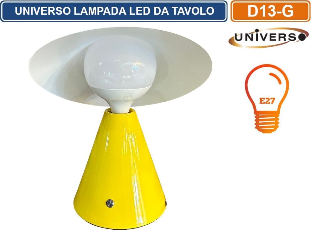 LAMPADA DA TAVOLO MODERNA CON PORTALAMPADA PER LAMPADINE E27 GIALLA BIANCA NERA ROSSA - 5