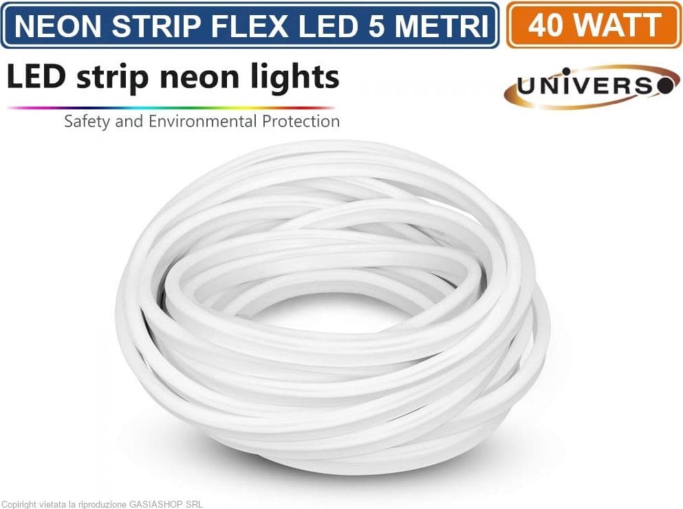 STRISCIA STRIP LED NEON FLEX 5 METRI DC 12V IMPERMEABILE DA ESTERNO IP65 MODELLABILE - 3