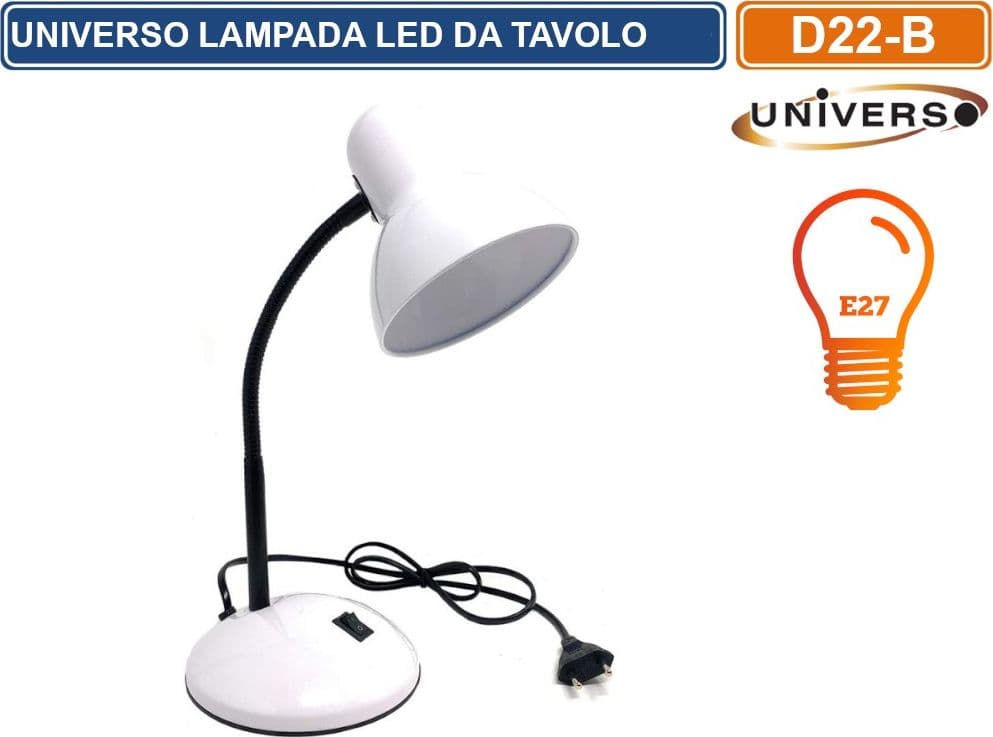LAMPADA DA TAVOLO CON BRACCIO FLESSIBILE ATTACCO E27 DISPONIBILE CON COLORI ASSORTITI - 2