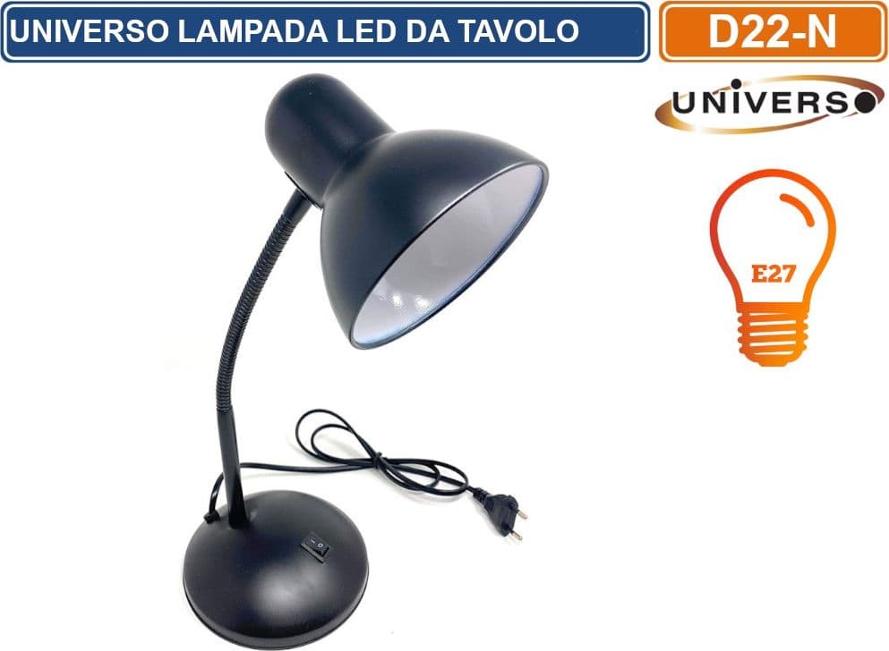 LAMPADA DA TAVOLO CON BRACCIO FLESSIBILE ATTACCO E27 DISPONIBILE CON COLORI ASSORTITI - 4