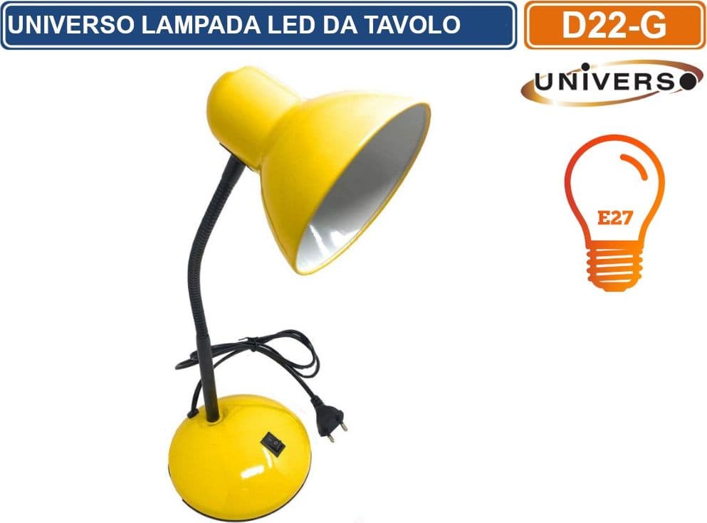 LAMPADA DA TAVOLO CON BRACCIO FLESSIBILE ATTACCO E27 DISPONIBILE CON COLORI ASSORTITI - 5