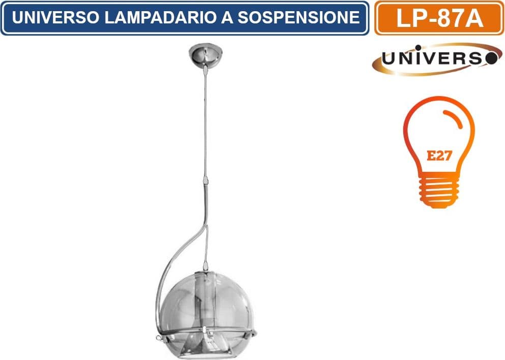 LAMPADARIO A SOSPENSIONE CON LAMPADA PENDENTE IN VETRO RUOTABILE ATTACCO E27 - 2