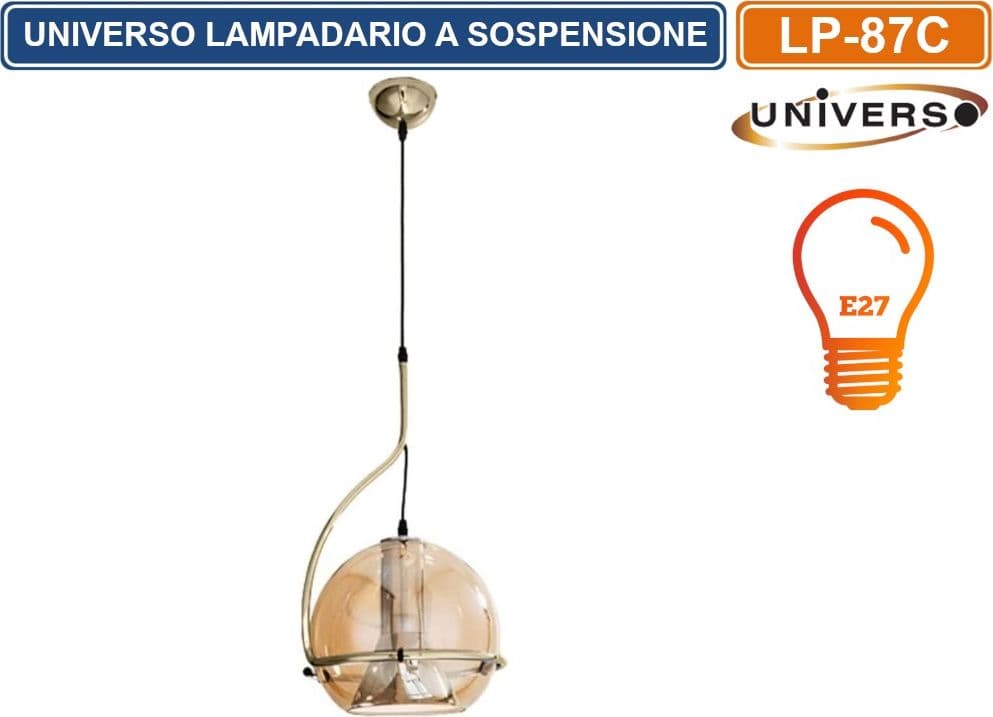 LAMPADARIO A SOSPENSIONE CON LAMPADA PENDENTE IN VETRO RUOTABILE ATTACCO E27 - 3