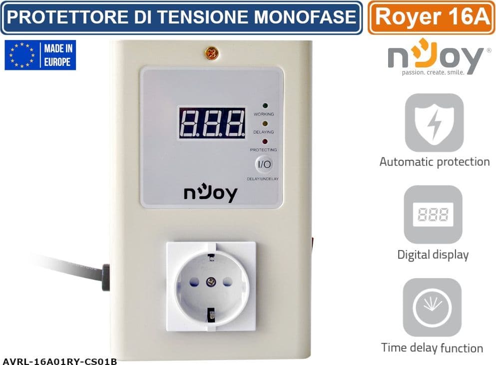 PROTETTORE DI TENSIONE MONOFASE AC 220V 16A PROTEZIONE DA SOVRATENSIONE E  SOTTOTENSIONE CON DISTACCO AUTOMATICO - 2