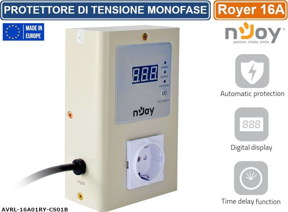 PROTETTORE DI TENSIONE MONOFASE AC 220V 16A PROTEZIONE DA SOVRATENSIONE E  SOTTOTENSIONE CON DISTACCO AUTOMATICO - 3
