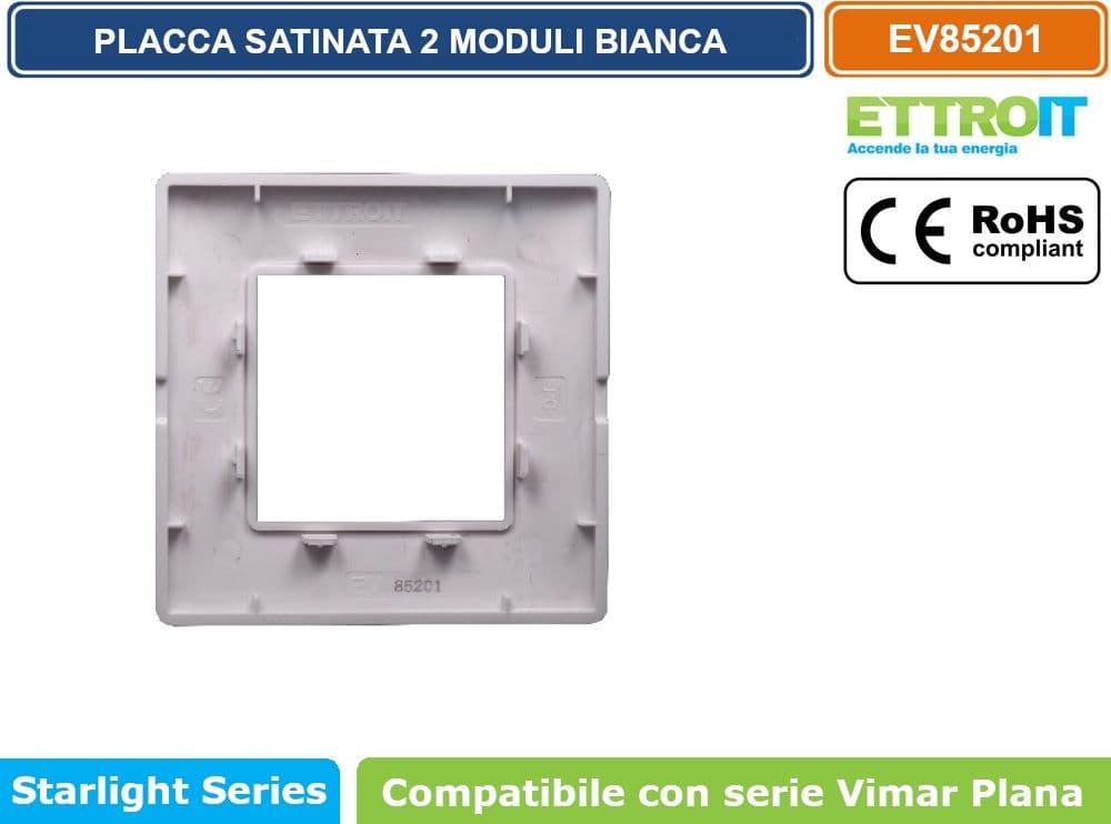 PLACCA IN TECNOPOLIMERO SATINATA COLORE BIANCO COMPATIBILE CON SERIE VIMAR PLANA 2 - 3 - 4 - 7 MODULI ETTROIT - 3