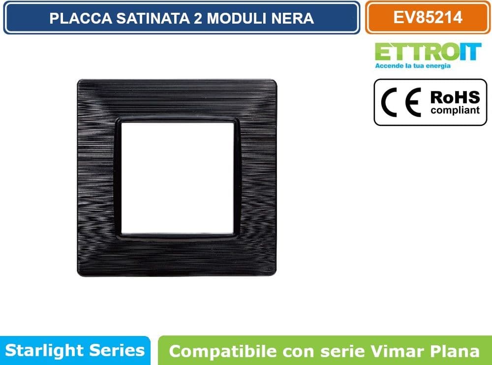 PLACCA IN TECNOPOLIMERO SATINATA COLORE NERO COMPATIBILE CON SERIE VIMAR PLANA 2 - 3 - 4 - 7 MODULI ETTROIT - 3
