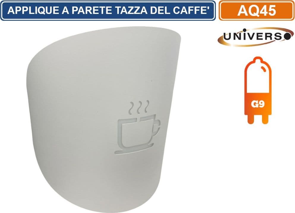 APPLIQUE  PORTALAMPADA A PARETE ATTACCO G9 RAFFIGURAZIONE TAZZA DEL CAFFÈ ILLUMINAZIONE CASA CAFFETTERIA BAR - 2