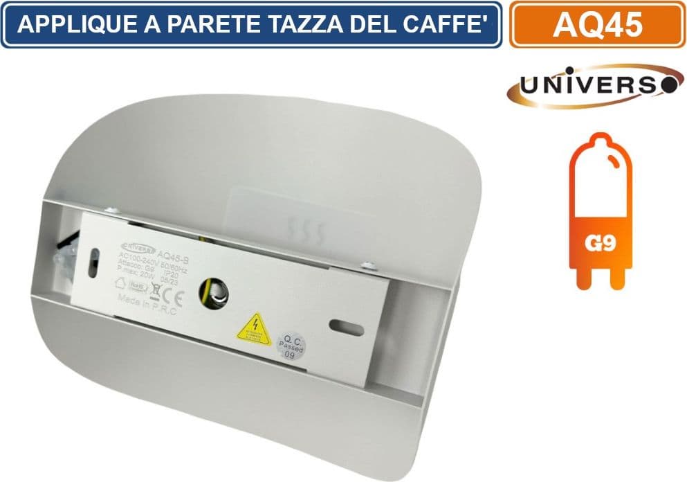 APPLIQUE  PORTALAMPADA A PARETE ATTACCO G9 RAFFIGURAZIONE TAZZA DEL CAFFÈ ILLUMINAZIONE CASA CAFFETTERIA BAR - 4