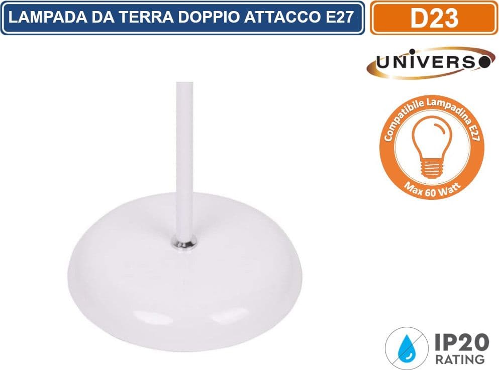 UNIVERSO LAMPADA A PIANTANA DA TERRA IN METALLO CON DOPPIO ATTACCO E27 PORTALAMPDA A BRACCIO ORIENTABILE - 5