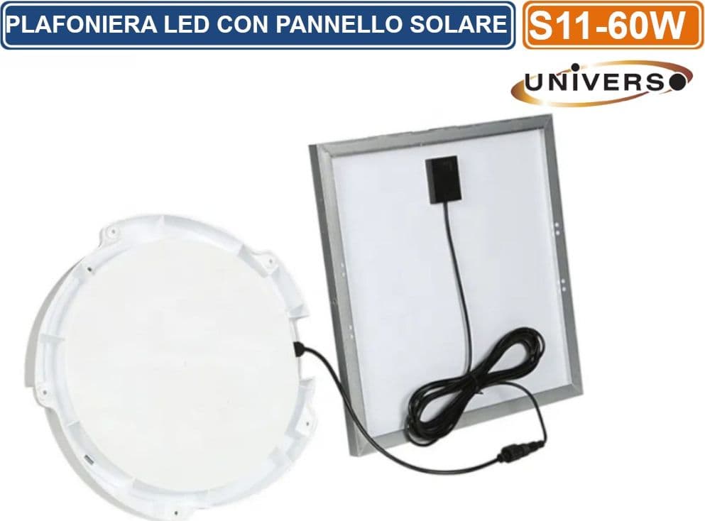 PLAFONIERA LED 60W RICARICABILE CON PANNELLO SOLARE TELECOMANDO WIRELESS - 3