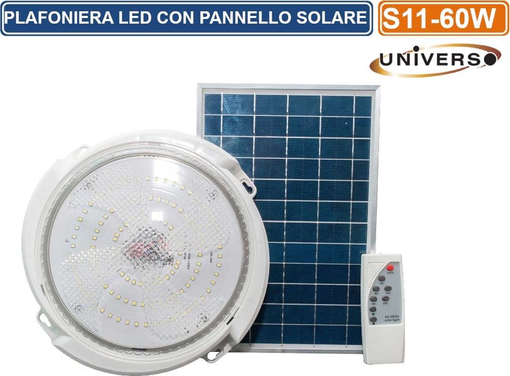 PLAFONIERA LED 60W RICARICABILE CON PANNELLO SOLARE TELECOMANDO WIRELESS - 4