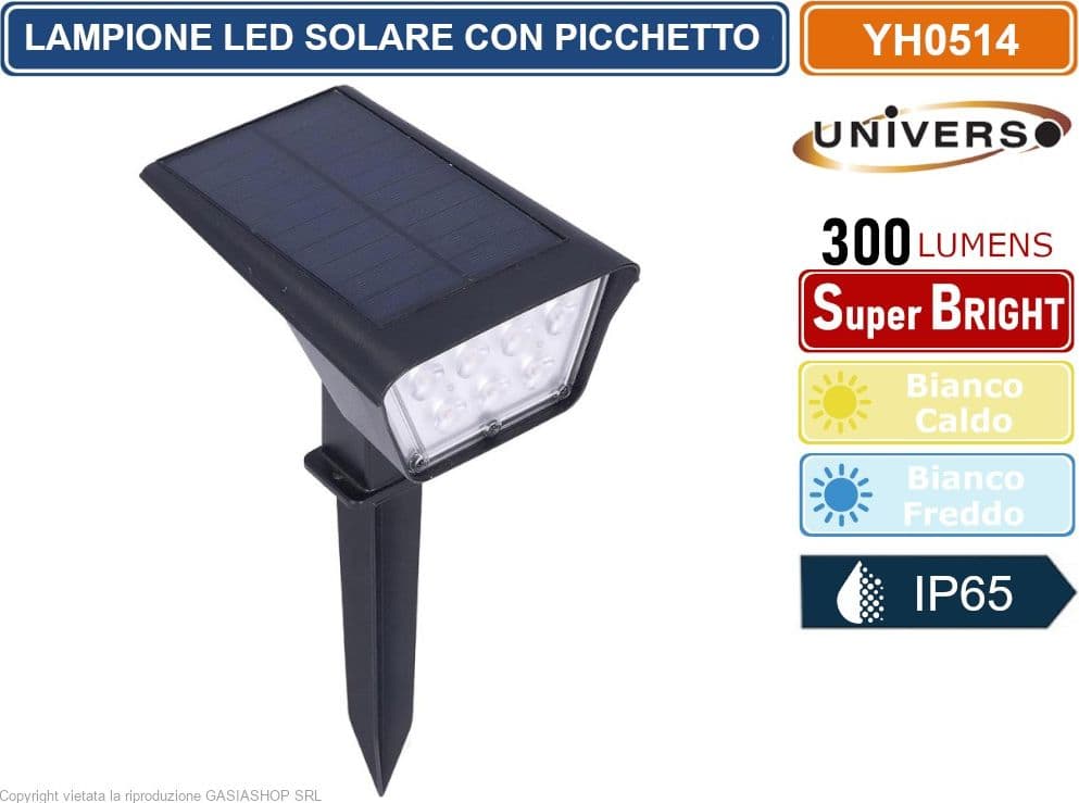 FARETTO LED DA GIARDINO RICARICABILE 3.5W CON PANNELLO SOLARE CON PICCHETTO IP65 - 2