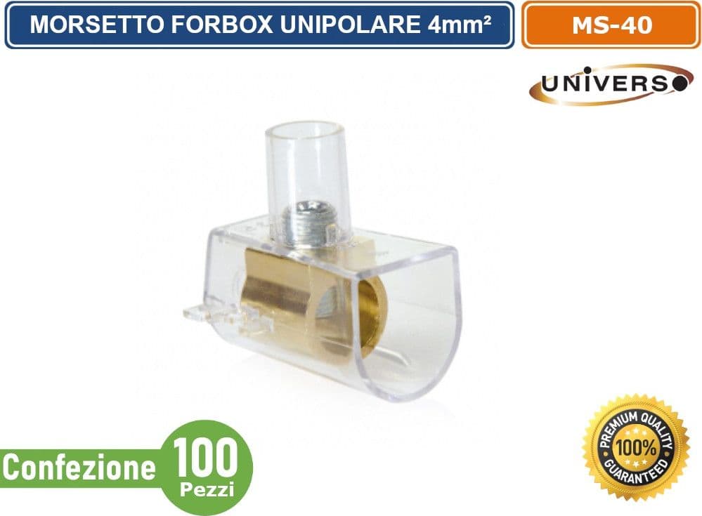 CONFEZIONE 100 PEZZI MORSETTO FORBOX A CAPPUCCIO UNIPOLARE TRASPERENTE PER CAVI CON SEZIONE 4MM - 2