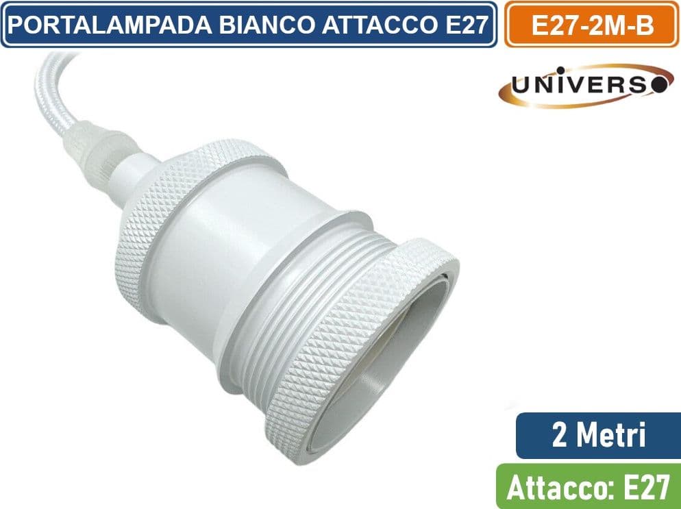 LAMPADARIO PORTALAMPADA IN METALLO A SOSPENSIONE DI COLORE BIANCO PER LAMPADINE E27 - 3