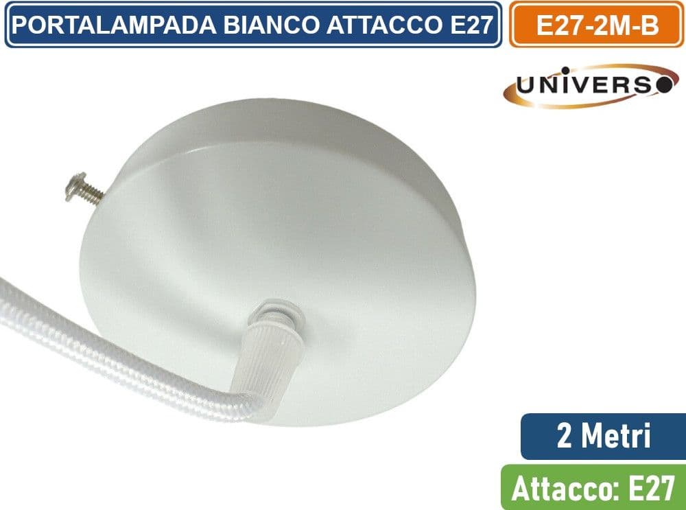 LAMPADARIO PORTALAMPADA IN METALLO A SOSPENSIONE DI COLORE BIANCO PER LAMPADINE E27 - 4