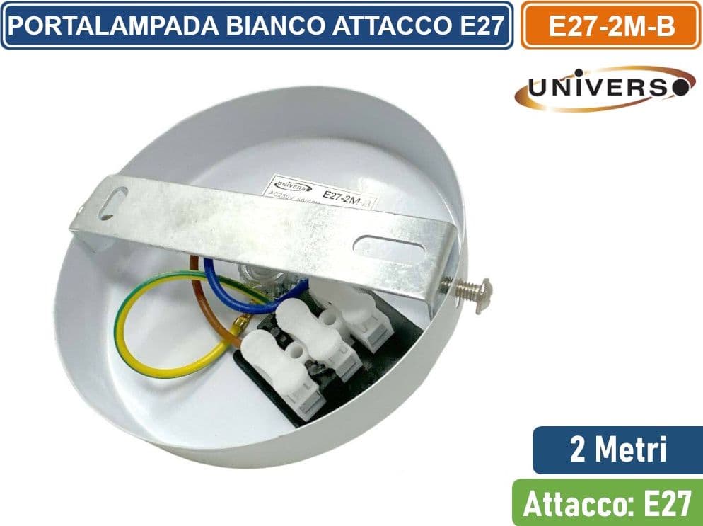 LAMPADARIO PORTALAMPADA IN METALLO A SOSPENSIONE DI COLORE BIANCO PER LAMPADINE E27 - 5