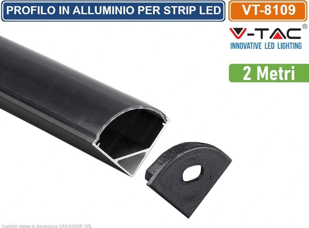 V-TAC VT-8109 PROFILO ANGOLARE IN ALLUMINIO NERO PER STRISCE LED LUNGHEZZA 2 METRI - SKU 2874 - 2