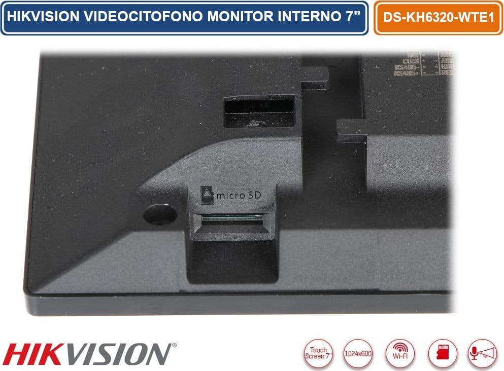 HIKVISION DS-KH6320-WTE1 POSTAZIONE INTERNA MONITOR 7" TOUCH SCREEN WIFI/IP SD CARD ALLARME STANDARD POE - 3