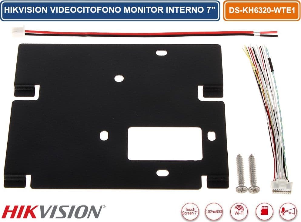 HIKVISION DS-KH6320-WTE1 POSTAZIONE INTERNA MONITOR 7" TOUCH SCREEN WIFI/IP SD CARD ALLARME STANDARD POE - 4