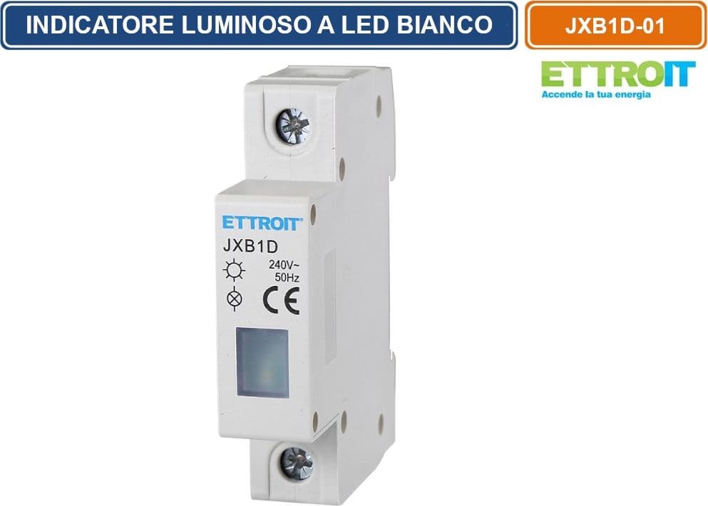 ETTROIT INDICATORE LUMINOSO LED SU GUIDA DIN 1 MODULO PER PRESENZA TENSIONE SPIA DI SEGNALAZIONE VERDE GIALLO ROSSO BLU BIANCO - 2