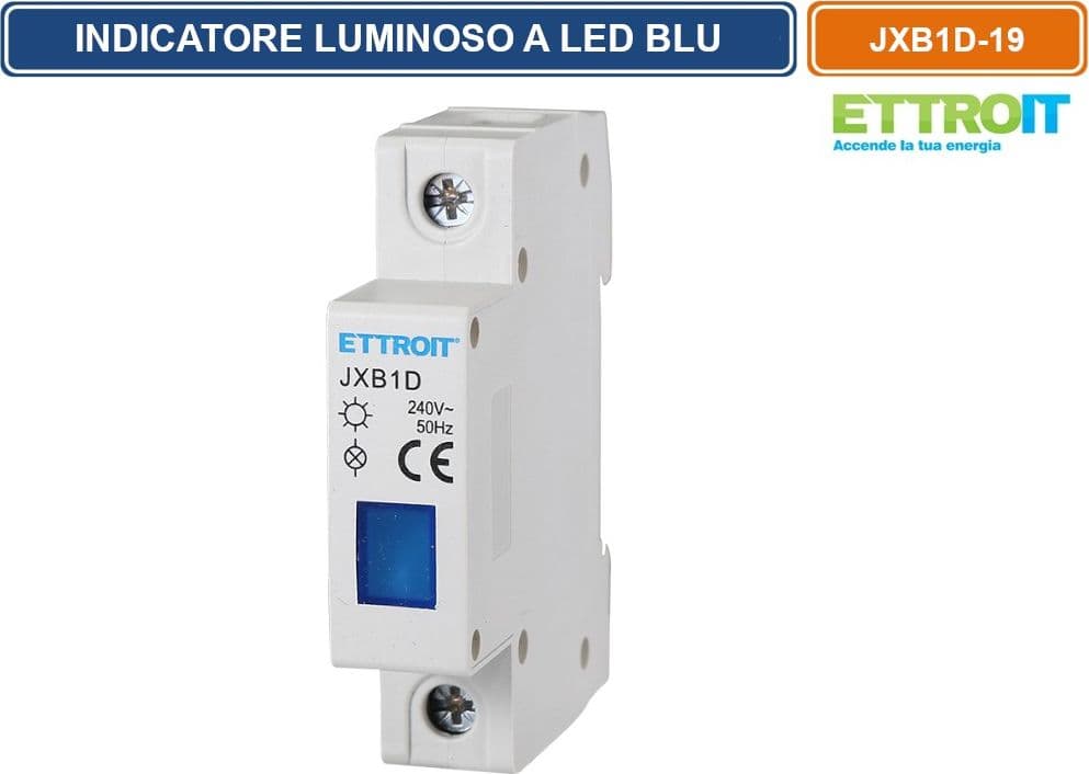 ETTROIT INDICATORE LUMINOSO LED SU GUIDA DIN 1 MODULO PER PRESENZA TENSIONE SPIA DI SEGNALAZIONE VERDE GIALLO ROSSO BLU BIANCO - 5