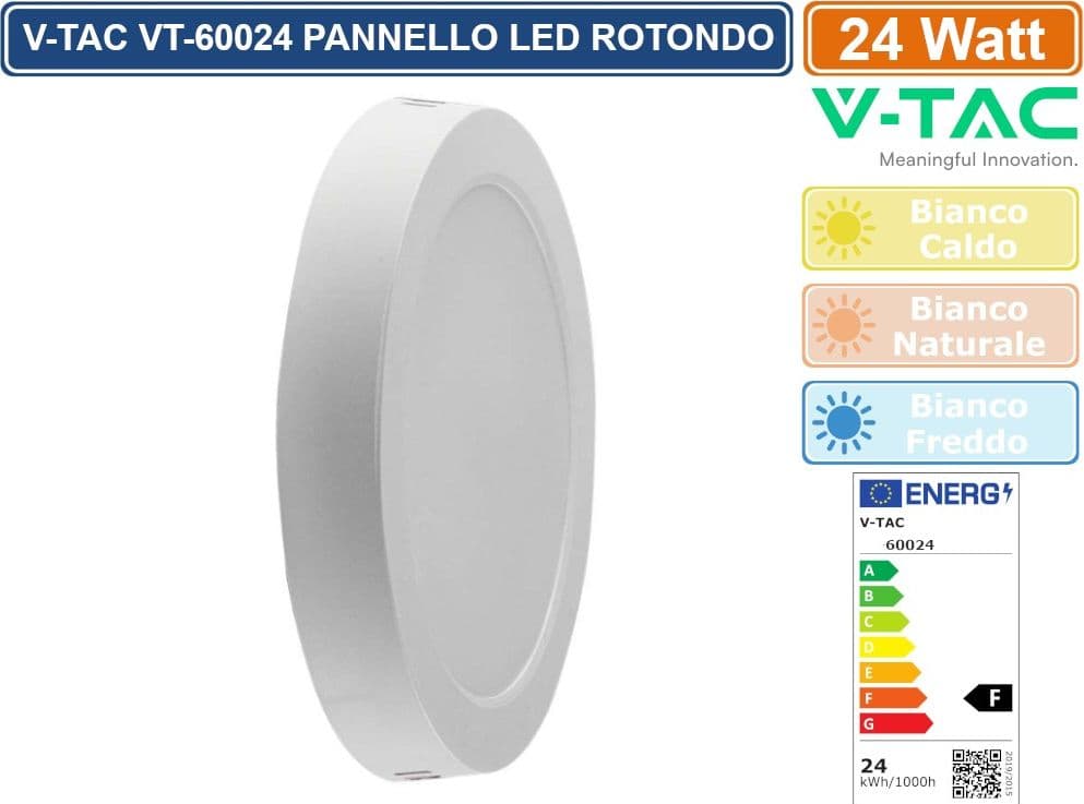 V-TAC VT-60024 PANNELLO LED ROTONDO 24W SMD DA PARETE CON DRIVER - SKU 7879 / 7880 / 7881 - 2