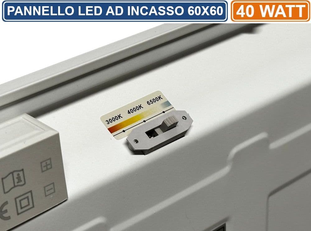 UNIVERSO P595-40W-3C PANNELLO SMD LED SLIM QUADRATO 60x60 40W CCT 3000K - 4000K - 6500K - 3