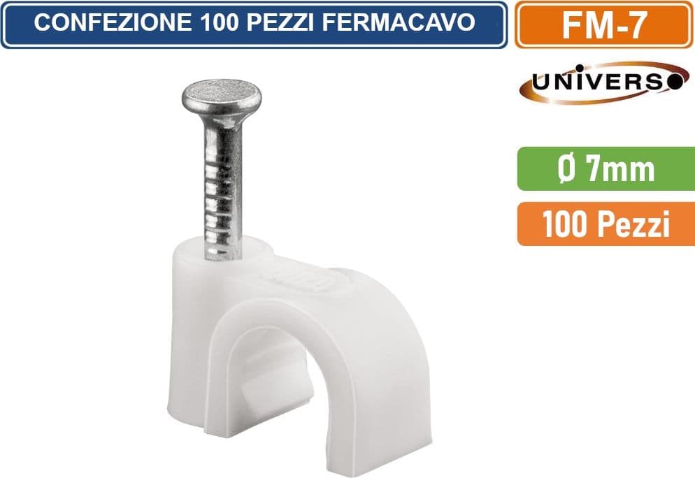 CONFEZIONE 100 PEZZI FERMACAVO Ø 7MM COLORE BIANCO - 2