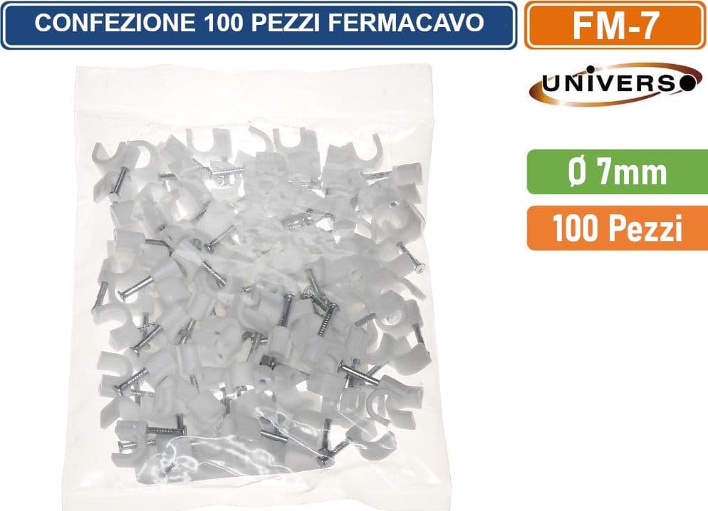 CONFEZIONE 100 PEZZI FERMACAVO Ø 7MM COLORE BIANCO - 3