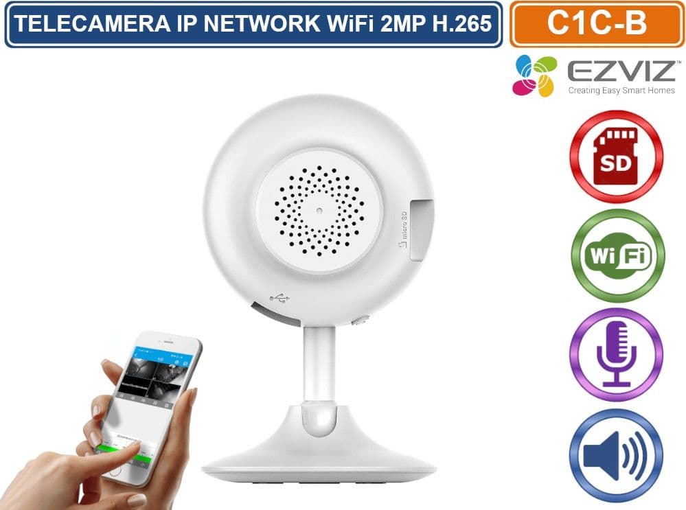 EZVIZ C1C-B TELECAMRA IP NETWORK WIFI FULL HD 1080P 2MP RILEVAMENTO DEL MOVIMENTO AUDIO BIDIREZIONALE REGISTRA SU SD CARD H.265 - 2